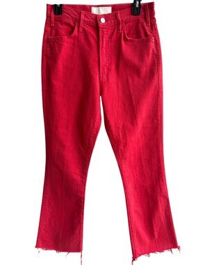 MOTHER SUPERIOR The Hustler Ankle Fray Jeans The Devil May Care in Mars Red 29